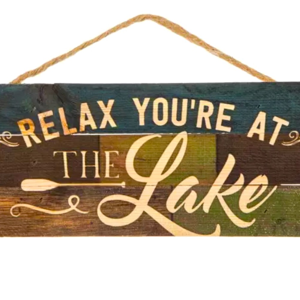 RELAX YOUR ON THE LAKE wooden sign with rope hanger 💙